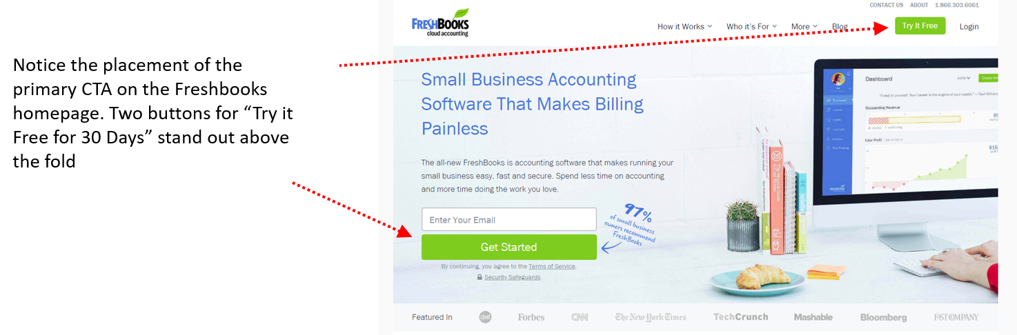 Freshbook CTA Example